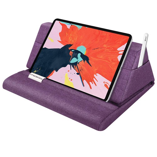 MoKo Tablet Pillow Stand, Soft Bed Pillow Holder, Fits up to 11" Pad, Compatible with iPad 10th,iPad Pro 11 2022, iPad Air 4 10.9/Air 3, iPad Pro 11/10.5/9.7, Mini 5 4, Galaxy Tab S6/ S7 11", Purple - Purple