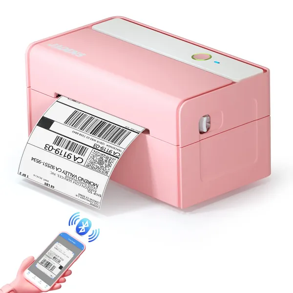 JADENS Bluetooth Thermal Label Printer -Wireless Shipping Label Printer for Small Business & Package, USPS, Etsy, Amazon, Compatible with iPhone, Windows, Android, 4x6, Label Maker, Pink