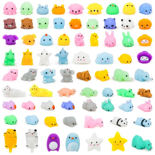 YIHONG 72 Pcs Kawaii Squishies, Mochi Squishy Toys for Kids Party Favors, Mini Stress Relief Toys for Christmas Party Favors, Classroom Prizes, Birthday Gift, Goodie Bag Stuffers - 