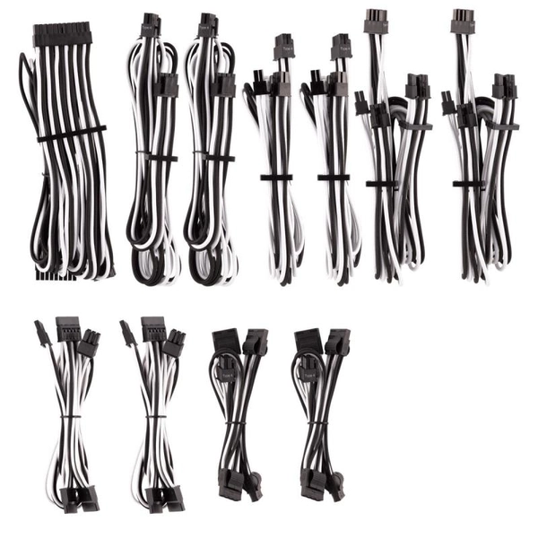 Corsair Premium Sleeved PSU Cable Kit Pro Package, Type 4, White/Black