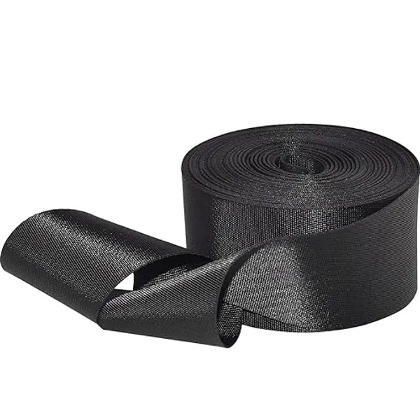 Flat Nylon Webbing 1 Roll 10 Yards 2 Inch Wide Strap for DIY Making Luggage Strap, Dog Leashes, Lawn Chairs, Hammocks, Towing, Outdoor Activities, Canoe Seat, Furniture, Slings (Black) - 2'' wide