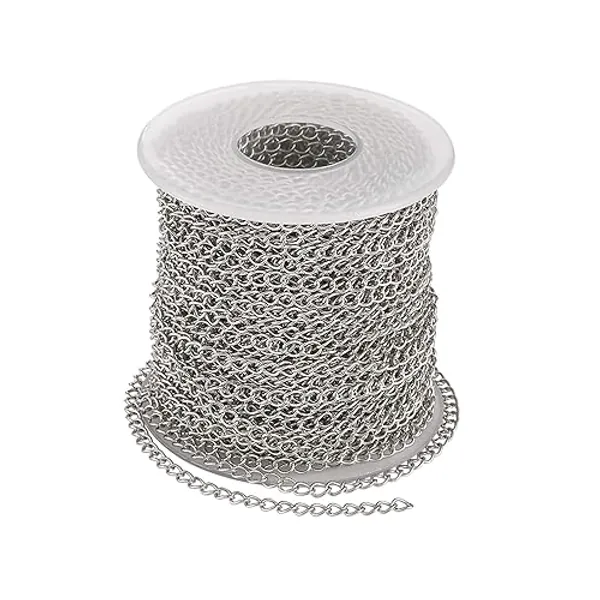 Pandahall 82 Feet/25M Soldered 304 Stainless Steel Curb Chains 4x3x0.6mm Stainless Steel Color Plated for Jewelry Making - 0chains- 4x3x0.6mm- 82 Feet