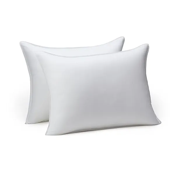 Amazon Basics Down Alternative Pillows for Stomach and Back Sleepers, Soft Density, Standard, Pack of 2, White, 26 in L x 20 in W - Standard (Pack of 2) - Soft