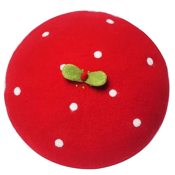 Cute Strawberry Red Wool Beret Elegant Wool Felt Hat Cute Cosplay Cap Vintage Cap Halloween Xmas Gift Kawaii