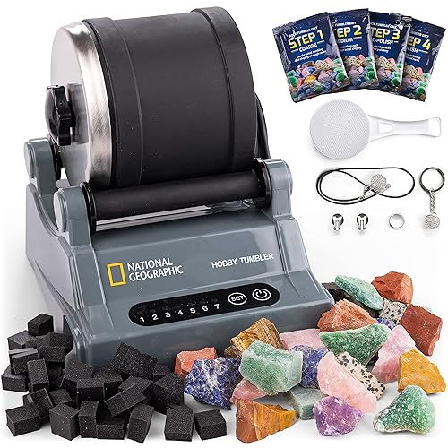 NATIONAL GEOGRAPHIC Hobby Rock Tumbler Kit – Durable Leak-Proof Rock Polisher with 7-Day Timer – Complete Rock Tumbling Kit – Geology Hobby for Kids, Educational STEM Science Kit, Rock Collection - Hobby Kit 2