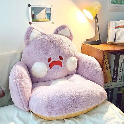 Jumbo Fluffy Cat Seat Cushion | Purple / 50x60cm