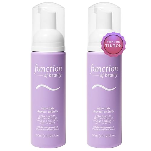 FUNCTION OF BEAUTY Customizable Zero Gravity Styling Mousse for Wavy Hair, 7 oz Each (2-Pack) - Adds Volume, Defines Natural Waves While Providing a Flexible Hold Without Feeling Stiff or Crunchy