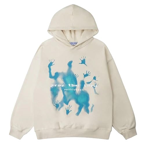 Aelfric Eden Mens Graphic Oversized Hoodie Print Streetwear Casual hoodies y2k Hooded Sweatshirt - X-Large - K-01apricot