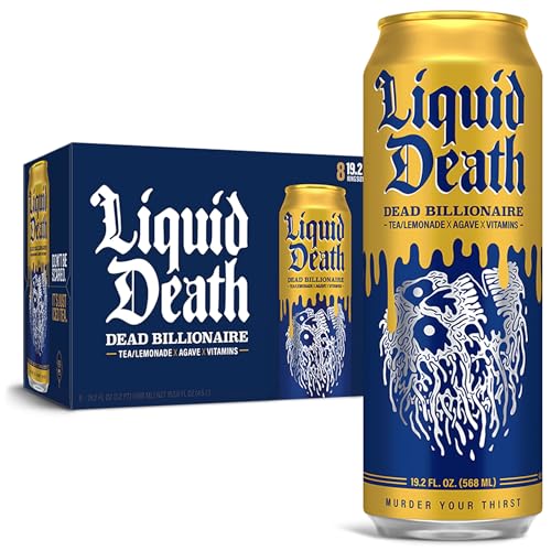 Liquid Death Iced Black Tea/Lemonade, Dead Billionaire (aka Armless Palmer) 19.2oz King Size Cans (8-Pack) - Dead Billionaire - 8 Pack