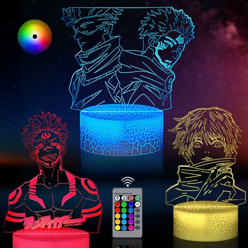 Jujutsu Kaisen 3D Illusion Satoru Gojo Itadori Yuji LED Anime Lamp Table RGB 16 Colors Change Remote Control Desk Night Light - 