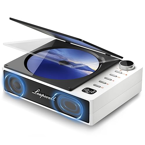 CD Player Portable, Leapwell Portable CD Player with Speakers Bluetooth CD Players for Home with Headphones Personal Small Retro Mini CD Player Supports AUX USB Optical White