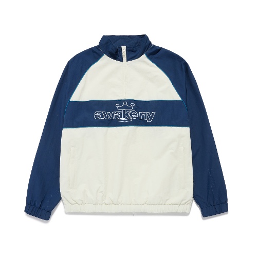 Crown Logo Nylon Quarter Zip Jacket | Cream / L