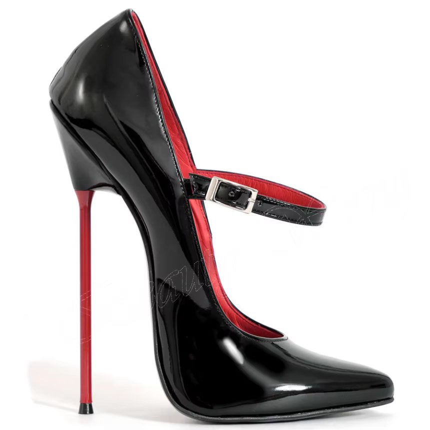 Czarne wsuwane szpilki 16 cm eleganckie buty na bardzo wysokie obcasie damskie letnie buty lakierowane 2023 Zapatos Para Mujere - AliExpress 200000532