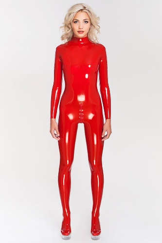Latex catsuit with cups and closed feet | Default Title