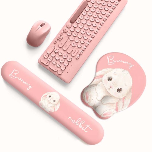 Bunny Mouse Pad & Keyboard Wrist Rest