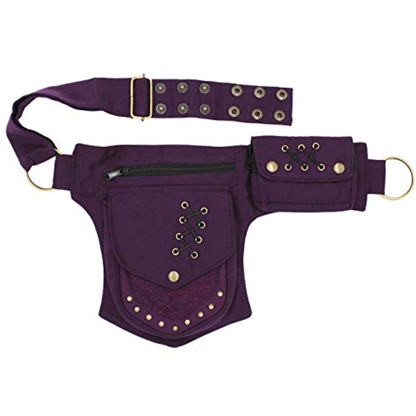 Cotton Practical Fannypack Waistbag Travel Utility Belt-Plum