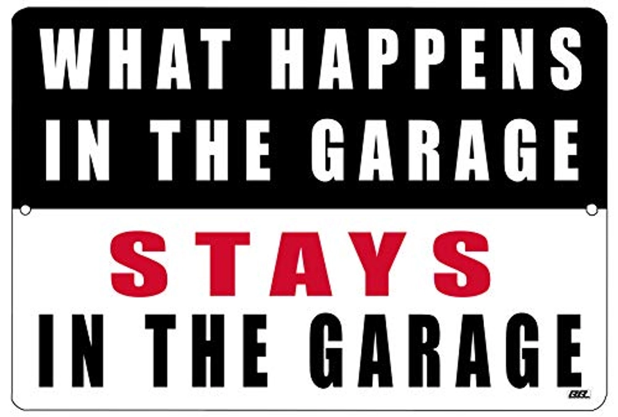 Rogue River Tactical Funny Mechanic Metal Tin Sign Wall Decor Man Cave Bar What Happens in The Garage