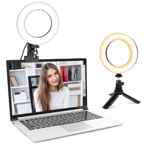 UBeesize Video Conference Lighting Kit, LED Ring Light with Clip and Stand for Computer, Selfie Light for Zoom Meetings,Live Streaming,YouTube,TikTok - 