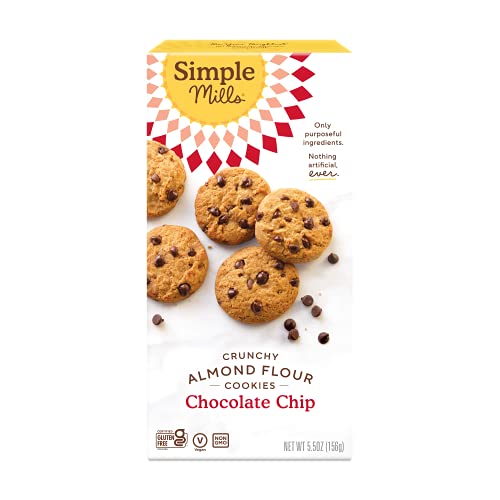 Simple Mills Almond Flour Crunchy Cookies, Chocolate Chip - Gluten Free, Vegan, Healthy Snacks, Made with Organic Coconut Oil, 5.5 Ounce (Pack of 1) - Chocolate Chip - 5.5 Ounce (Pack of 1)