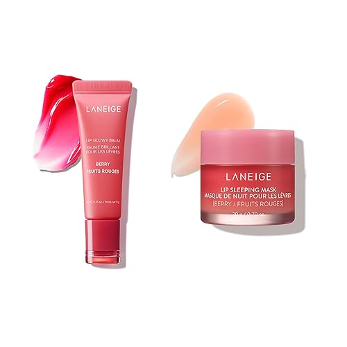 LANEIGE Lip Glowy Balm: Hydrate, Glossy, Lightweight, Moisturize & Tint with Shea Butter - Day and Night Berry Lip Duo Bundle