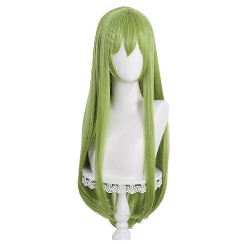 TO KU TOO YUO Game Cosplay Wig Green 80cm Long Synthetic Hair Heat Resistant Adult Halloween Role Play Wig - Green-E
