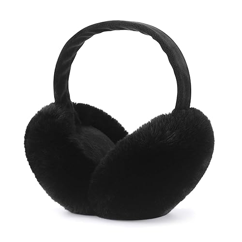 LCXSHYE Winter Ear muffs Faux Fur Warm Earmuffs Cute Foldable Outdoor Ear Warmers For Women Girls - Black