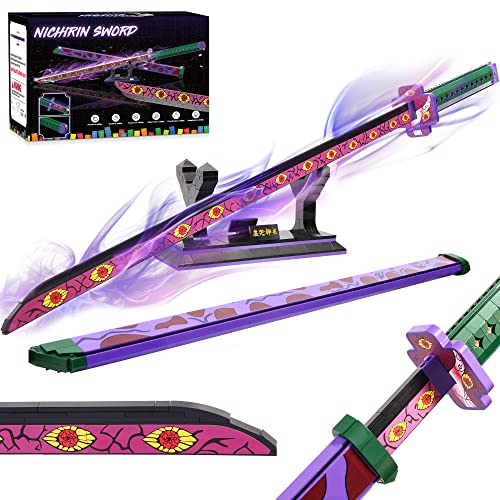 Jorumo Demon Slayer Sword Building Set, 39in Kokushibo Sword Building Block with Scabbard and Stand, Handmade Cosplay Anime Sword Toy Building Set for Collecting and Gifting, 789 pcs - kokushibo sword