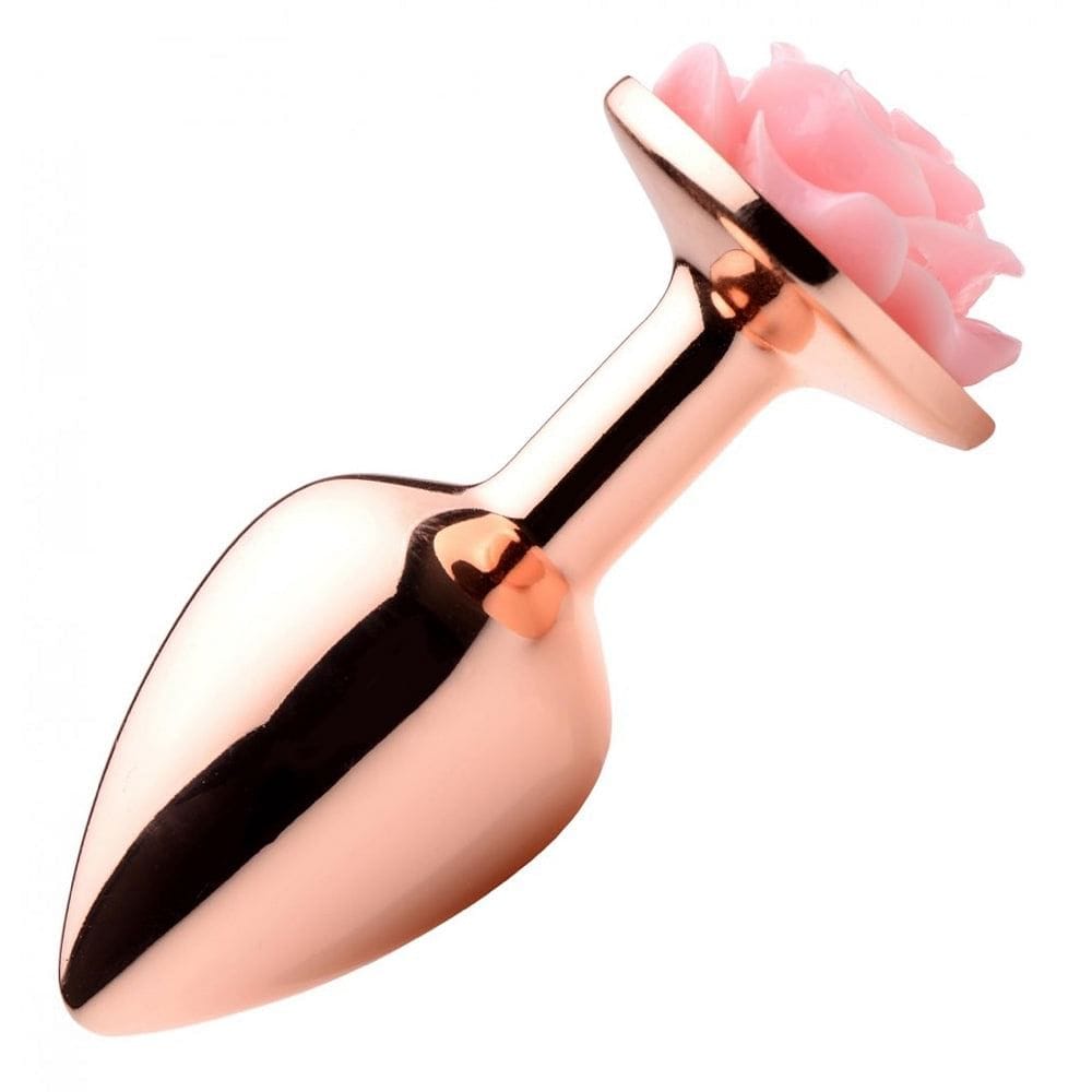 Booty Sparks Rose Gold Anal Plug with Pink Flower - Small / Pink