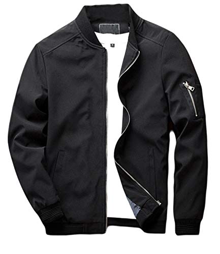 sandbank Men's Slim Fit Lightweight Softshell Flight Bomber Jacket Coat - Medium - Black #2