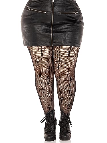 Leg Avenue womens Dark Alternative Fishnet Tights - 1X - Worship Me