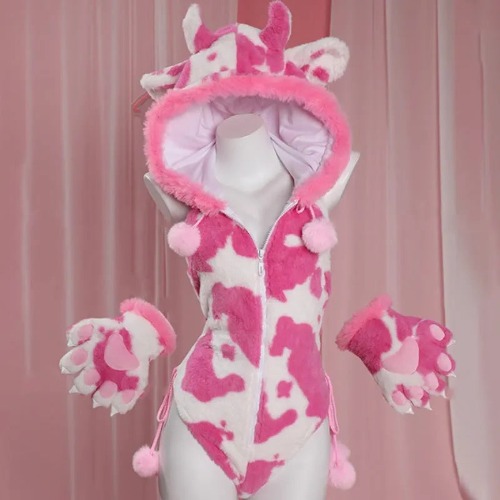 Strawberry Cow Fuzzy Cosplay Set - XL