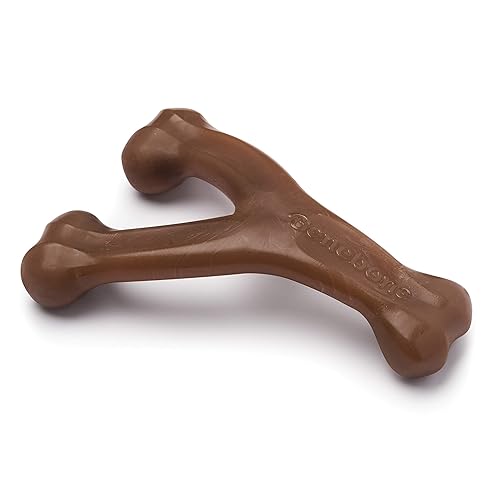 Benebone Indestructible Wishbone Dog Chew Toy for Aggressive Chewers, Long Lasting Tough Boredom Breaker for Dogs, Real Peanut Flavour, For Medium Dogs, Made in the USA. - REAL Peanut - Medium