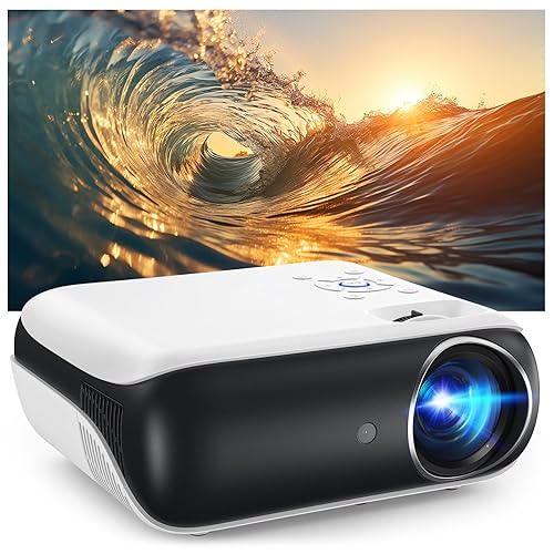 HAPPRUN Projector, Native 1080P Bluetooth Projector, Portable Outdoor Movie Projector, Full HD Mini Projector with Speaker for Home Bedroom, Compatible with Smartphone,HDMI,USB,AV,Fire Stick,PS5 - Native 1080P