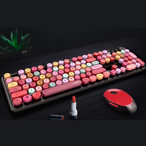 Spring Multi Wireless Keyboard And Mouse Set - LIPSTICK COLORS