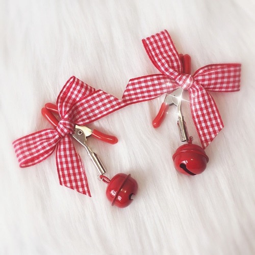 Plaid Babydoll Nipple Clamps - Red
