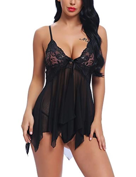 Joyaria Lace Babydoll for Women Sexy Mesh Nighty Lingerie Small-XXL