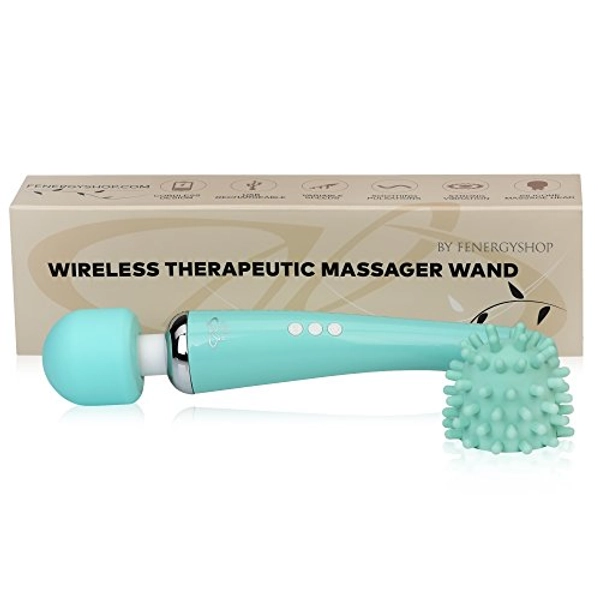 Therapeutic Massage Device - Handheld Cordless and Powerful – 8 Speeds 20 Vibrating Patterns - USB Rechargeable - Magic Recovery Effect for Body – Back Neck Shoulder Feet - Green Color