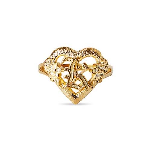THE CUTOUT OLD ENGLISH FLOWER HEART LETTER RING | GOLD VERMEIL / 5 / C
