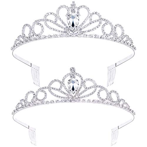 2 Pack Tiara Crown Jewelry Gift for Women Girls,Headband Headpiece Silver Crystal Rhinestone Diadem Princess Birthday Yallff Crown with Comb,Bridal Wedding Party Bridesmaid Prom Pageant Gift.