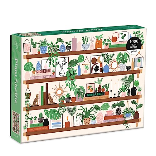 Plant Shelfie 1000 Piece Puzzle from Galison - Featuring Beautiful Illustrations of Houseplants, Books and Knickknacks, 27" x 20", Fun & Challenging, for The Botanical Lover in Your Life
