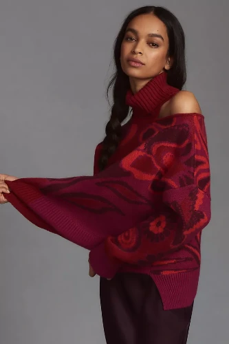 Farm Rio Shoulder-Cutout Knit Sweater