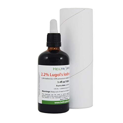 2.2% Lugol's Iodine Solution 3.4 Fl Oz | Pharmaceutical Grade Ingredients | Lugols Solution Made with Iodine and Potassium Iodide. Heiltropfen® - Unflavored - 3.38 Fl Oz (Pack of 1)