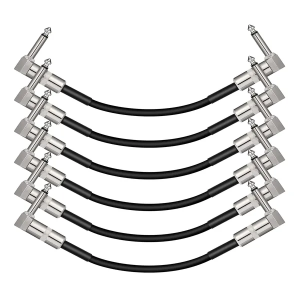 Donner Guitar Cable, 6 Inch Noise-Free Guitar Cord, 1/4" Right Angle Guitar Pedal Cable, Metal Joint, Instrument Cable for Electric Guitar/Bass Guitar/Mixer/Pro Audio/Microphone/Drum, 6 Packs, Black