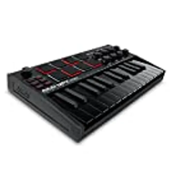 AKAI Professional MPK Mini MK3 - 25 Key USB MIDI Keyboard Controller With 8 Backlit Drum Pads, 8 Knobs and Music Production Software included (Black)