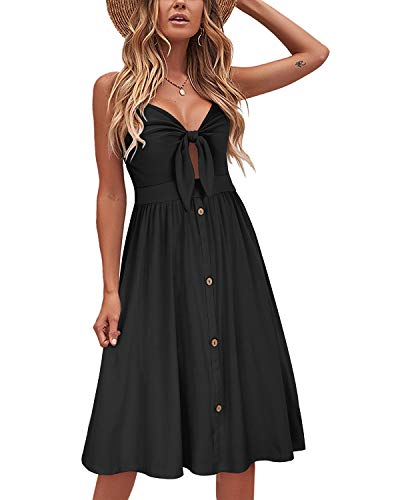 VOTEPRETTY Women's Summer Dresses Spring Sundresses Beach Clothes Outfit Vacation 2024 V Neck Casual Tropical Resort Hawaiian - Large - A-black