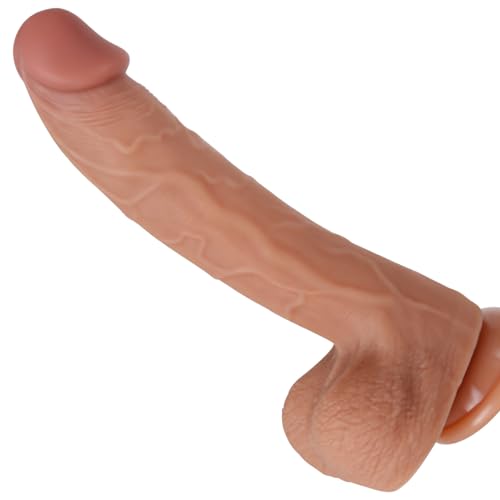 8.7" Silicone Realistic Dildos Sex Toy with Strong Suction Cup for Hands-Free, Flexible Lifelike Sex Toys, Anal Adult Sensory Sex Toys for Women - Brown