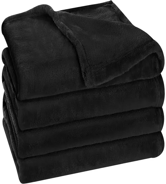 Utopia Bedding Fleece Blanket Queen Size Black 300GSM Luxury Bed Blanket Anti-Static Fuzzy Soft Blanket Microfiber (90x90 Inches)