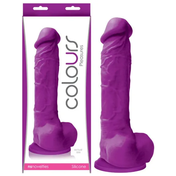 Colours Pleasures Dildo, Purple, 8 Inch