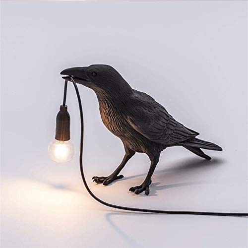 Vögel Tischlampen Schlafzimmer Harz Krähe Schreibtisch Lampe Nachttisch Licht Wand, Wandleuchte, Stil Rabe Lampe Wand Licht Schwarz Weiß Neuheit Vogel Harz Krähe Bett - Balck Standing