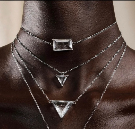 Baguette Choker Stacking Shard in Striated Crystal (top one)